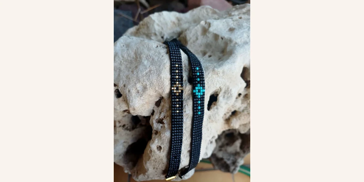 Bracelet Miyuki Turquoise, tissé à la main sur 5 rangs