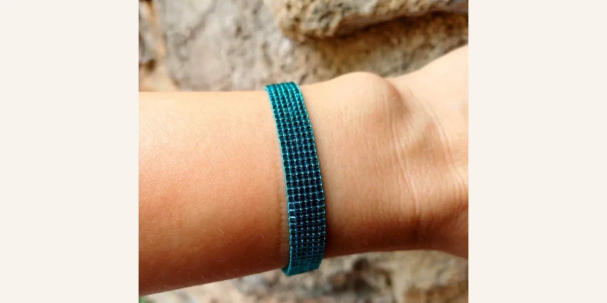 Bracelet Miyuki Caribbean Teal, tissé à la main sur 5 rangs