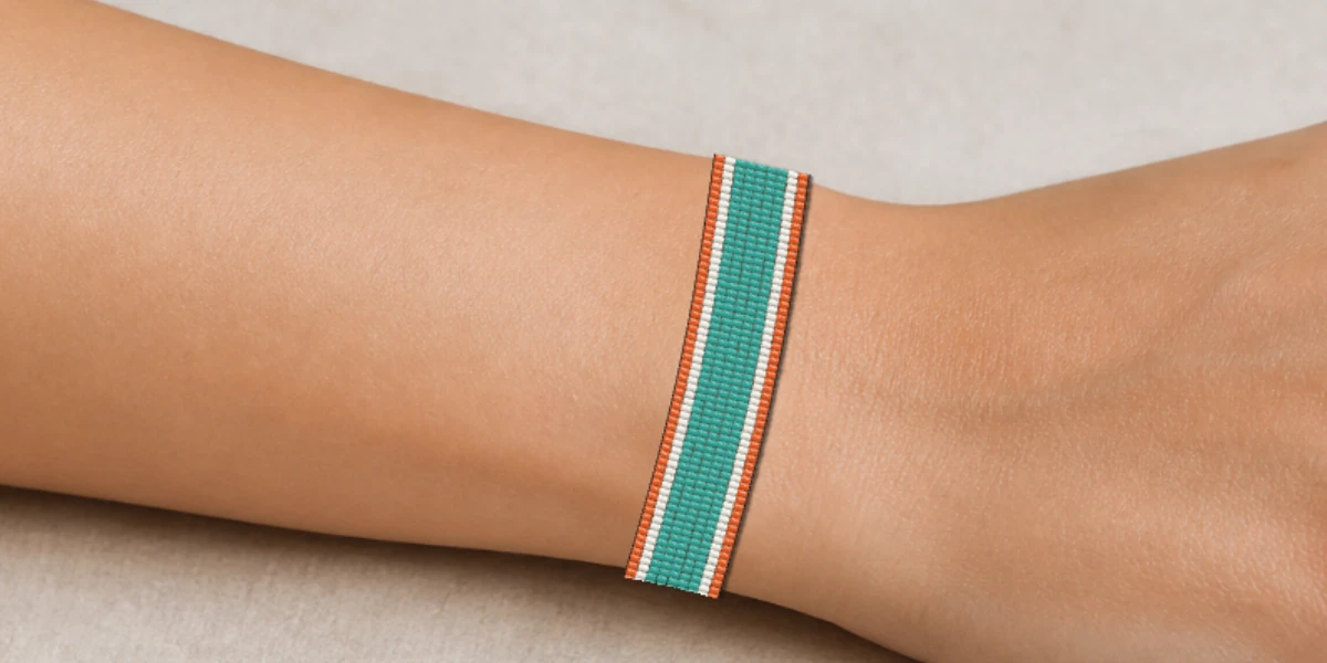 Aperçu du bracelet Turquoise Blanc Orange porté au bras
