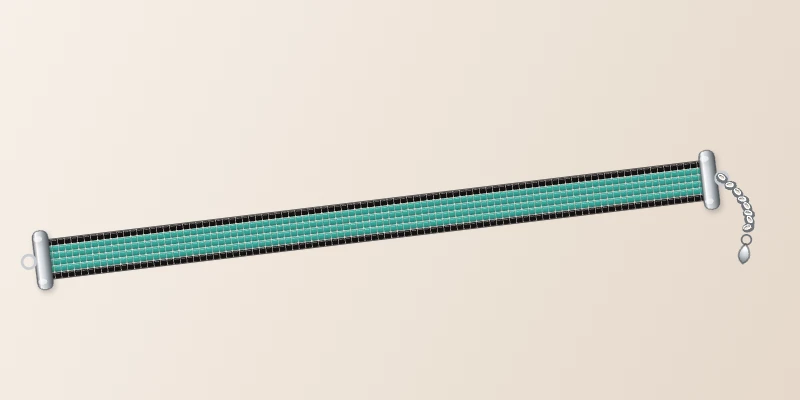 Bracelet Miyuki Noir Turquoise, tissé à la main sur 6 rangs