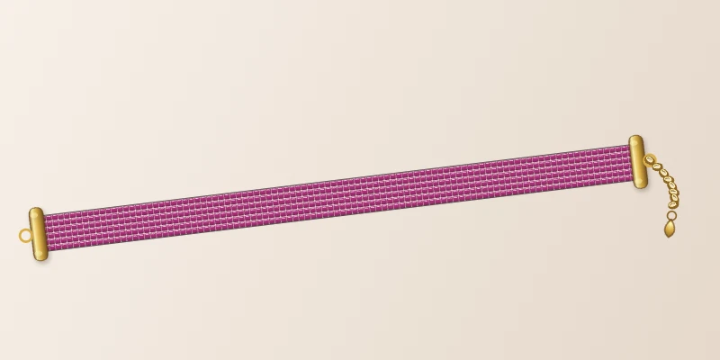 Bracelet Miyuki Rose, tissé à la main sur 6 rangs