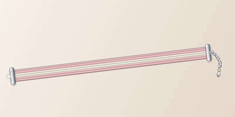 Bracelet Miyuki Rose Blanc, tissé à la main sur 6 rangs