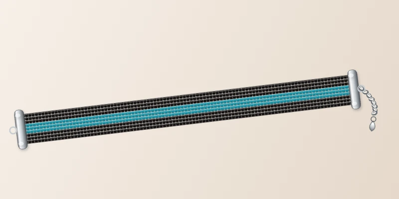 Bracelet Miyuki Noir Turquoise, tissé à la main sur 9 rangs