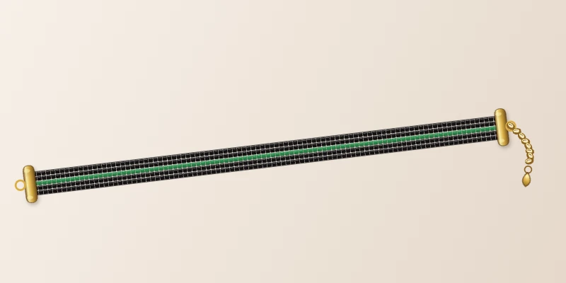 Bracelet Miyuki Noir Vert, tissé à la main sur 5 rangs