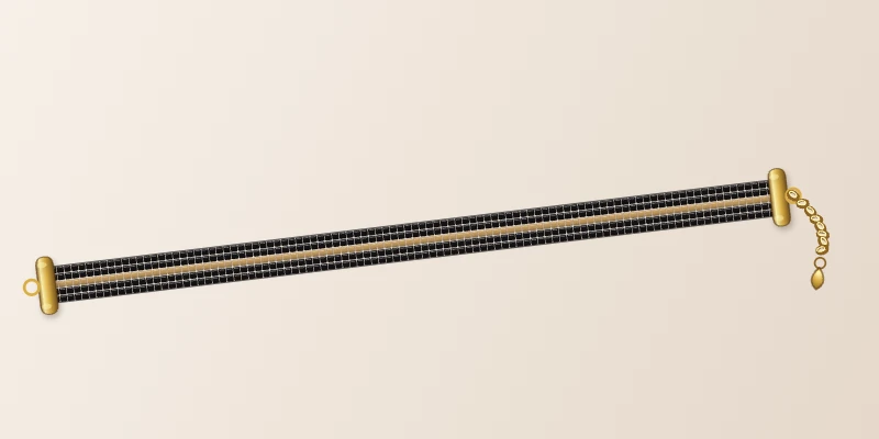 Bracelet Miyuki Noir Doré, tissé à la main sur 5 rangs