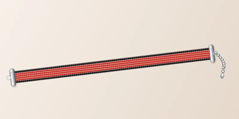 Bracelet Miyuki Rouge Noir, tissé à la main sur 6 rangs